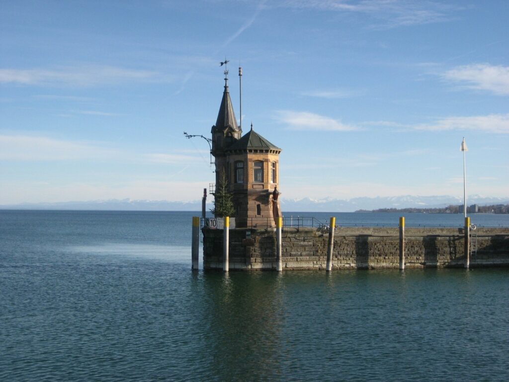 The harbour lighthouse of Konstanz on Lake Constance